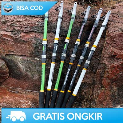 ALAT JORAN PANCING IKAN PORTABLE PRAKTIS CARBON FIBER SOLID CF3000