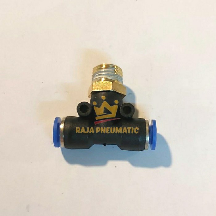 FITTING NEPEL ANGIN TEE T DRAT 3/8 KE SELANG KIRI KANAN 6MM