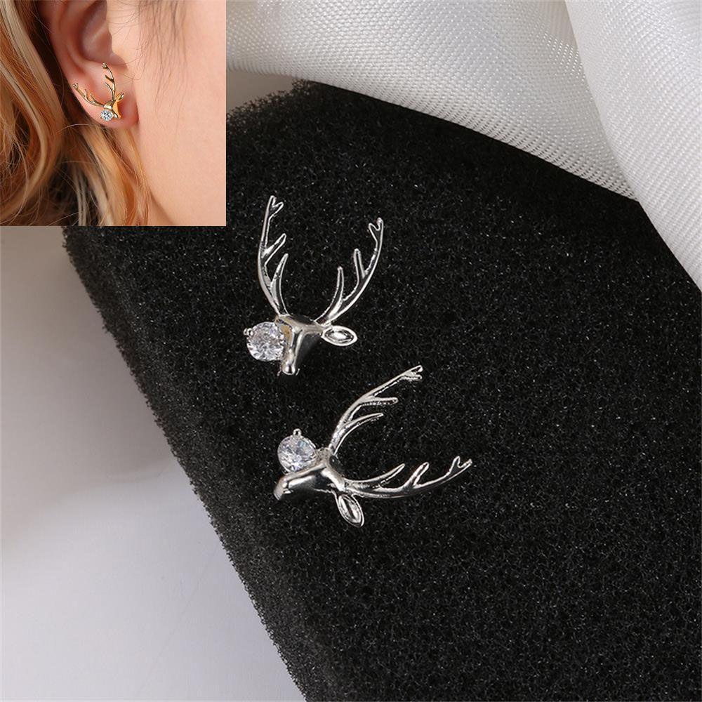 R-bunga Anting Natal Lucu Berlian Baru Fashion Zirkon