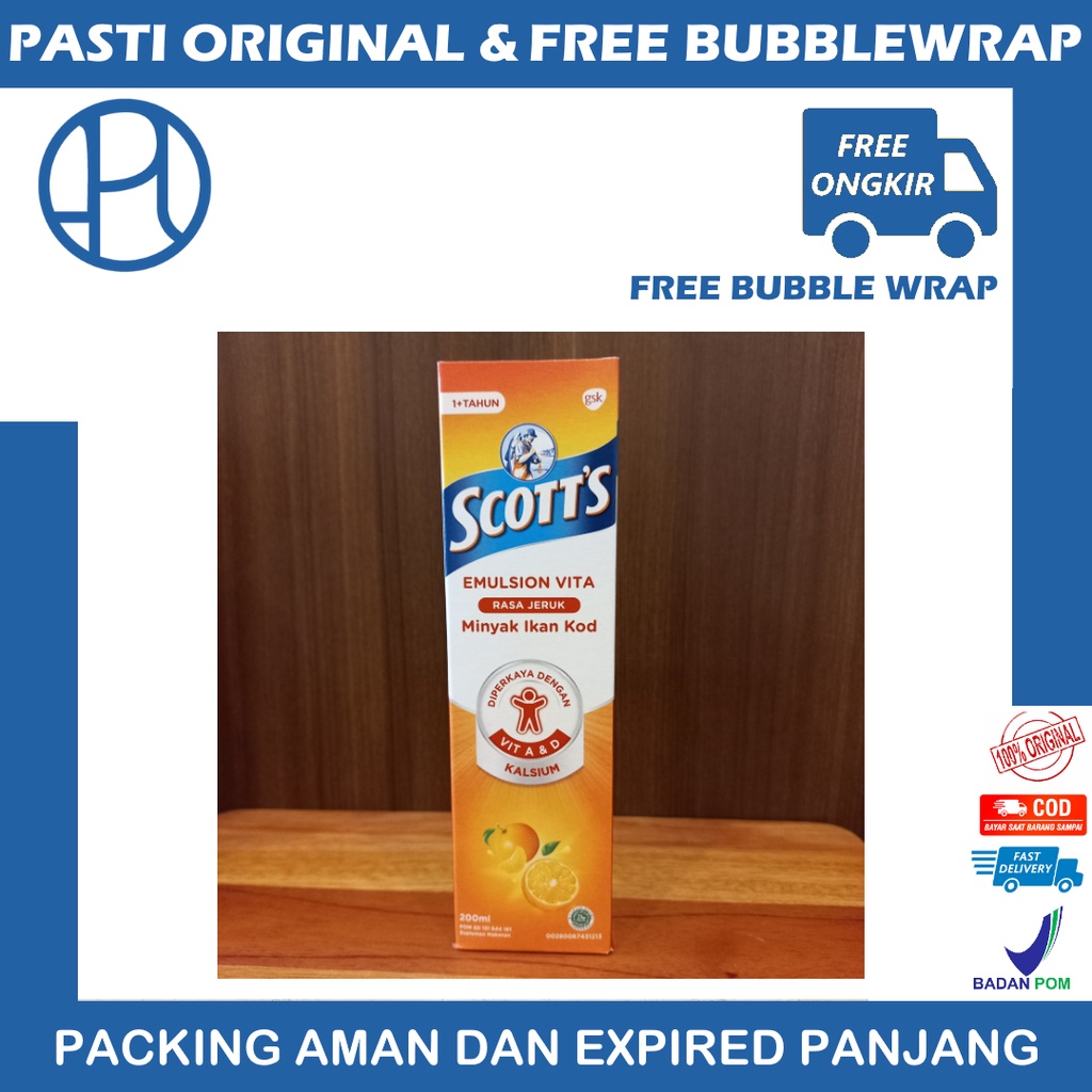 SCOTTS EMULSION VITA 200 ML JERUK  COD LIVER OIL ORANGE FLAVOUR 200ml SCOTT'S SCOTS SCOT'S