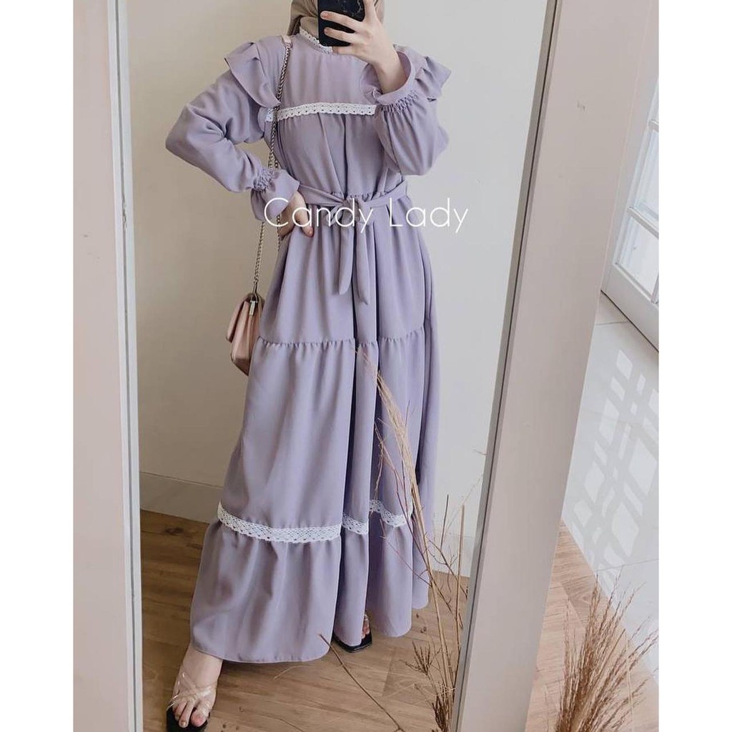 1KG MUAT 4PCS | AMIRA GAMIS RENDA HITS PREMIUM FASHION OOTD SELEBGRAM SYARIAH MUSLIMAH GROSIR WANITA-1