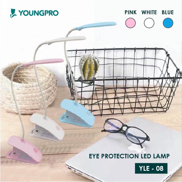 YOUNGPRO YLE-08 - Lampu Jepit Meja Belajar 14 LED Lampu Baca Portable Murah untuk Penerangan saat Zoom Meeting WFH Kado Unik