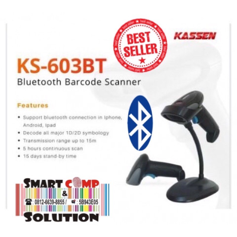 Scanner Barcode Bluetooth 2 Dimensi Kassen KS-603 BT / KS603BT / KS 603 BT