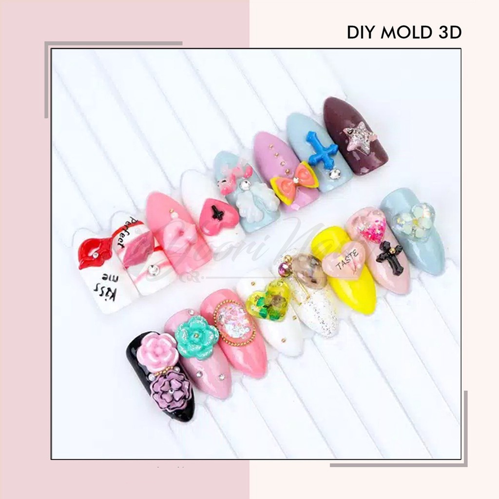 DIY Mold 3d (C) nail art cetakan silikon nail art flower bear silicon mold nailart