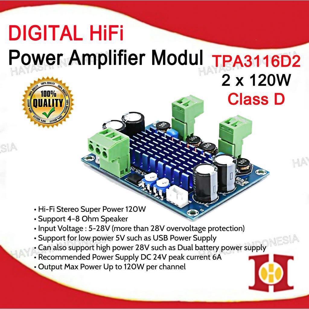 Audio Amplifier Stereo HiFi 2 x 120W Class D TPA3116D2