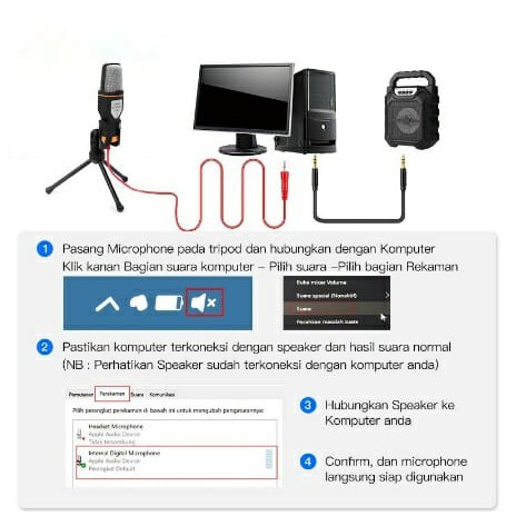 Paket SF-666 Kondenser Mikrofon / Mic Cover + Tripod Untuk komputer Hp Youtube Podscasting