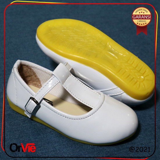 Sepatu Balet Anak Perempuan Hitam Putih Merah Glossy Formal | Flasshoes Onvie