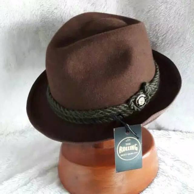 TOPI LAKEN FEDORA COKLAT ORIGINAL WOLL IMPORT