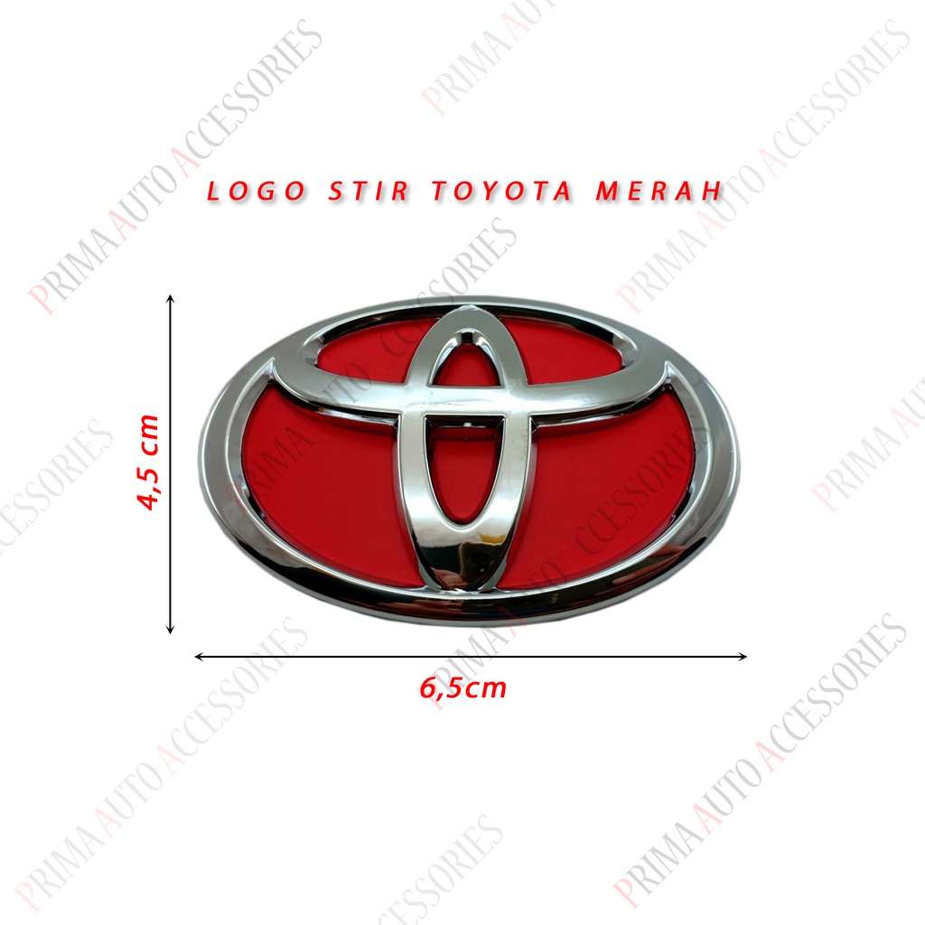 Logo Emblem Stir Mobil TOYOTA BG Merah 6,5cm x 4,5cm