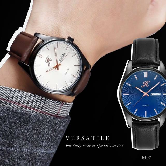 JAM TANGAN PRIA KODE 8197 JIMSHONEY kulit  Import Murah / Jam cowok laki branded