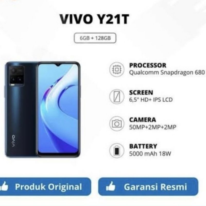 Vivo Y21T 6Gb 128Gb 6 GB 128 GB Garansi Resmi Vivo