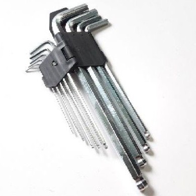 Kunci L set 9 pcs Ball Point Hex Key Long / Kunci L Panjang