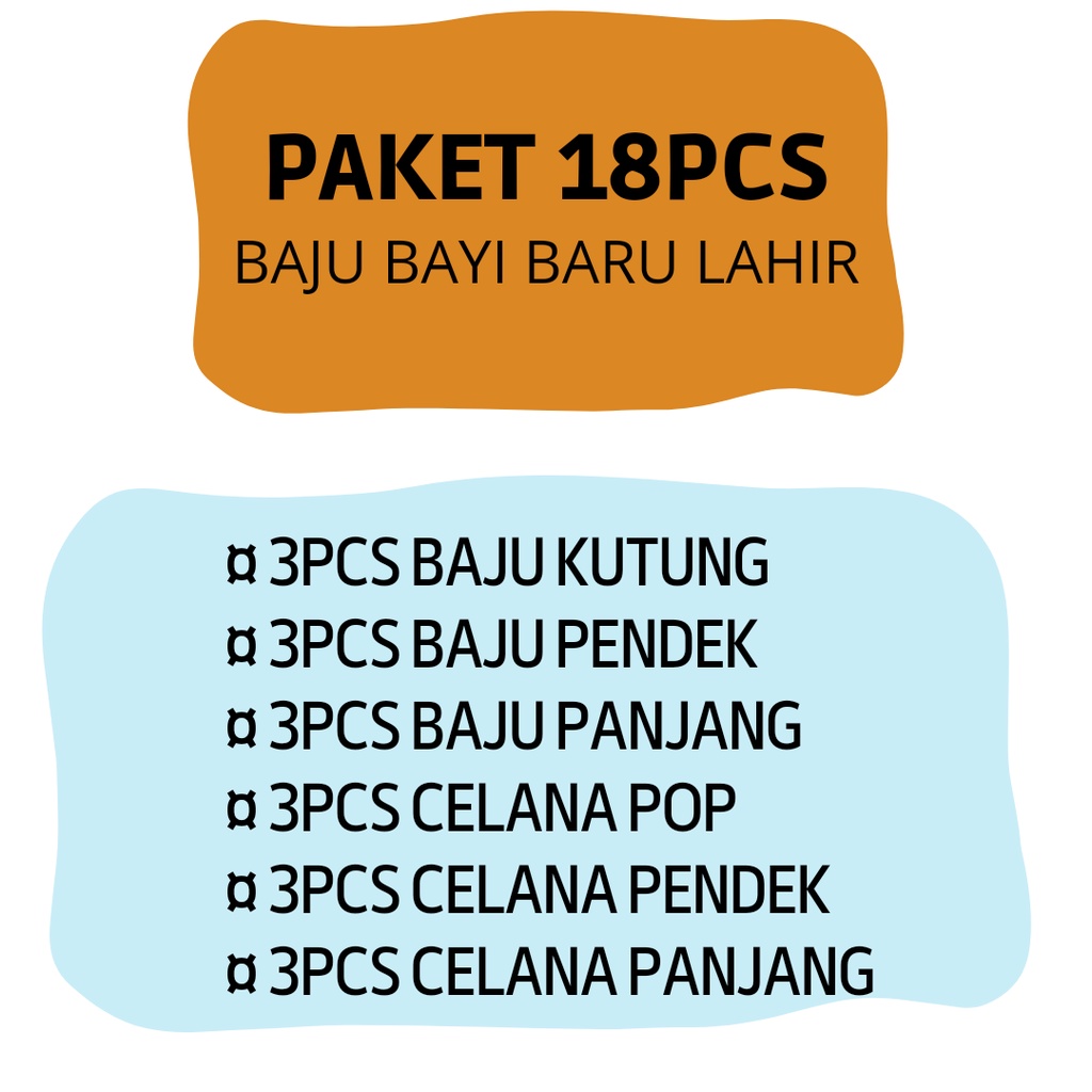 Paket Hemat 18 Pcs Baju Bayi Baru Lahir Laki-laki Perempuan komplit lengkap Bonus Sarung tangan kaki