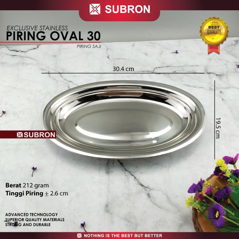 SUBRON piring oval stainless 30cm/ piring ikan sate stainless tebal / nampan oval stainless tebal 30cm 35cm 40cm