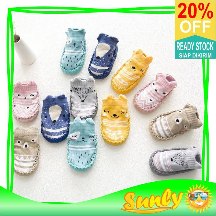 ☀ Sunly ☀ A096 Anti Slip Bayi PATTERN MOCCASINS sepatu bayi prewalker kaos kaki anak import