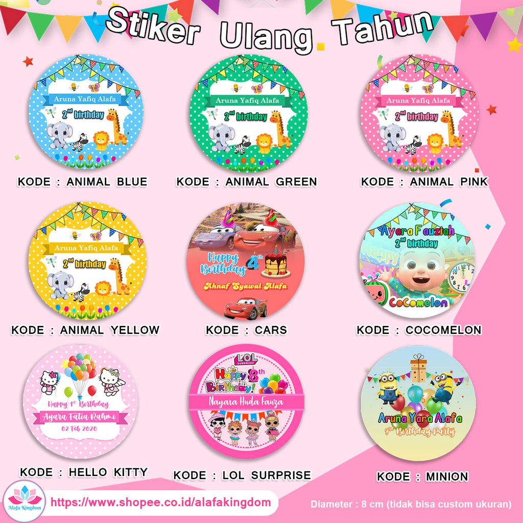 Birthday Card Stiker  Ulang Tahun  Stiker  Aqiqah Anak Label 