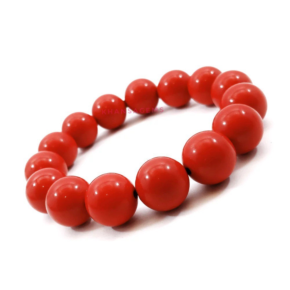 Gelang Batu Red Marjan Jumbo Dim 12mm Elastis