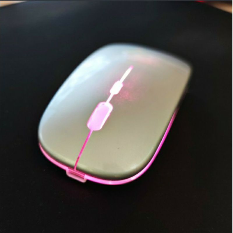 SKU-1237 MOUSE WIRELESS APPLE LED RGB RECHARGEABLE SILENT KLIK CHARGE