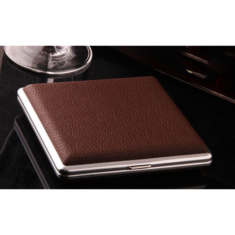 Kotak Bungkus Rokok/Kotak kartu Elegan Leather Cigarette Case Elegan Wadah Keren Elegan Metal Cigarette Case