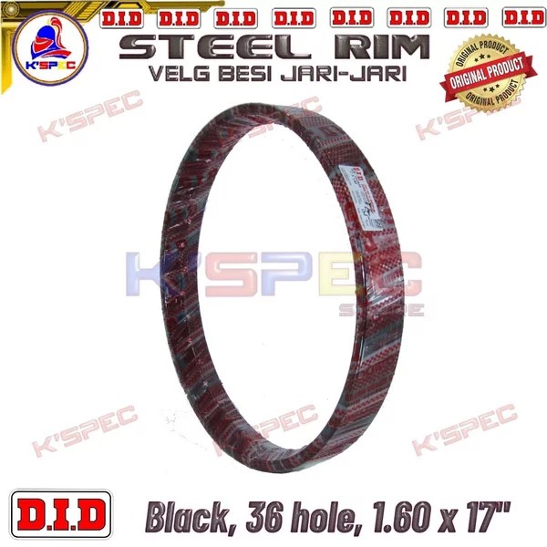 VELG VELK DID 17x160 17 X 160 1.60 36 HOLE WARNA HITAM