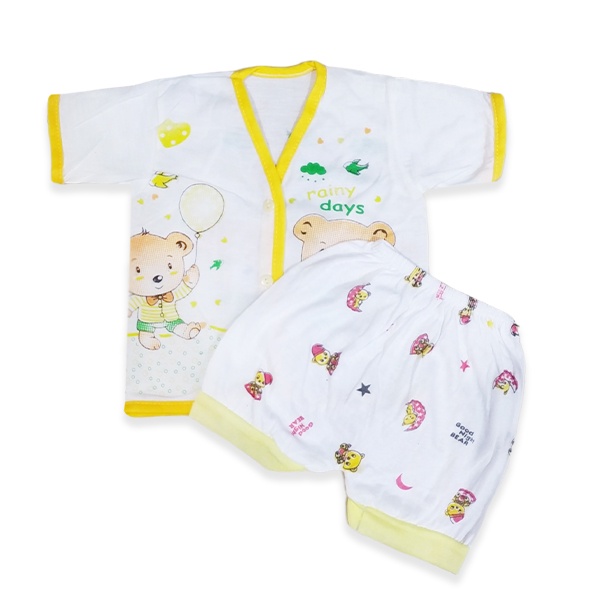 3 Pasang Setelan Baju dan Celana Pendek Bayi Newborn Motif Karakter Lucu