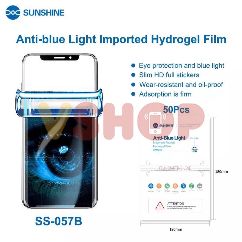 ANTI GORES HYDROGEL BLUE LIGHT SUNSHINE SS-057B 1 BOX ISI 50 PCS