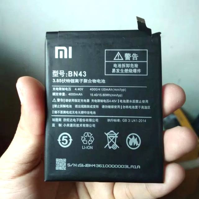BATTERY BATERAI XIOMI REDMI NOTE 4X SNAPDRAGON // BN43 ORIGINAL 100%