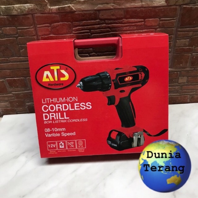 Mesin Bor Listrik Cordless ATS 10 mm - Lithium Ion Cordless Drill 10mm Variable Speed CD-A121-3