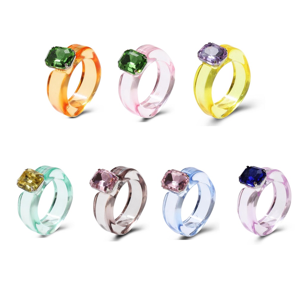 Agustinina Cincin Jari Retro Vintage Wanita Gadis Keren Akrilik Fashion Perhiasan