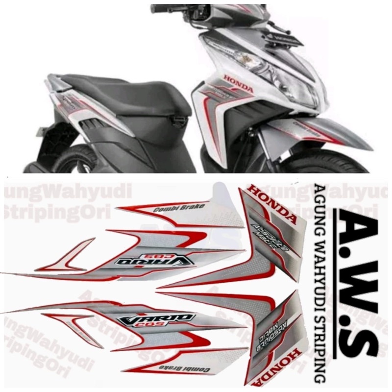 STRIPING MOTOR HONDA VARIO TECHNO 2010 PUTIH WHITE STIKER STICKER LIS LES SEPEDA BODY BODI VARIASI M