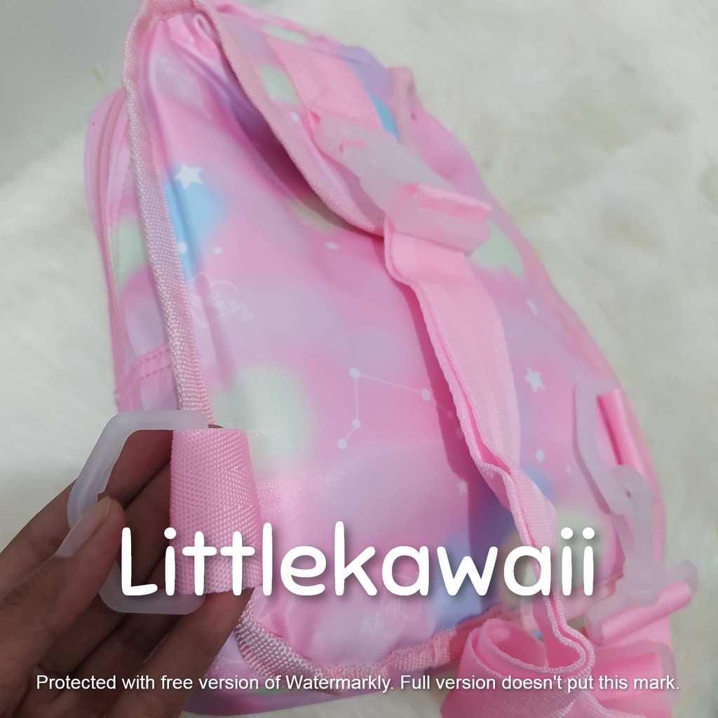 LK/ Tas Anak Slempang Pinggang Waistbag Emboss Hardcase Frozen Unicorn Mermaid Astronot Nasa Dino Shark Impor