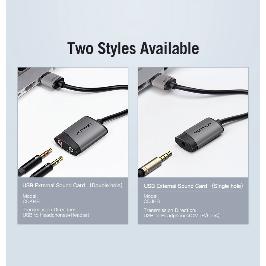 Vention Kabel Adapter Konverter USB 2.0 Ke Jack Audio 3.5mm