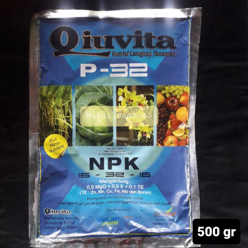 QIUVITA P-32 BIRU Pupuk NPK 16-32-16 Plus Nutrisi 500 gram