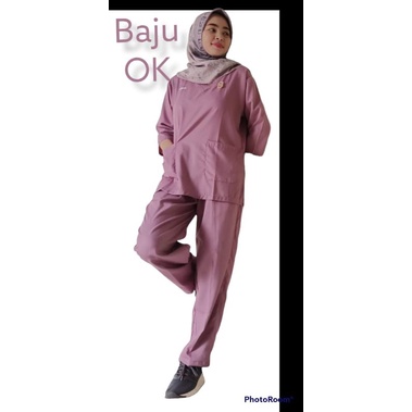 baju Oka free bordir bahan Toyobo / baju jaga perawat / baju jaga dokter