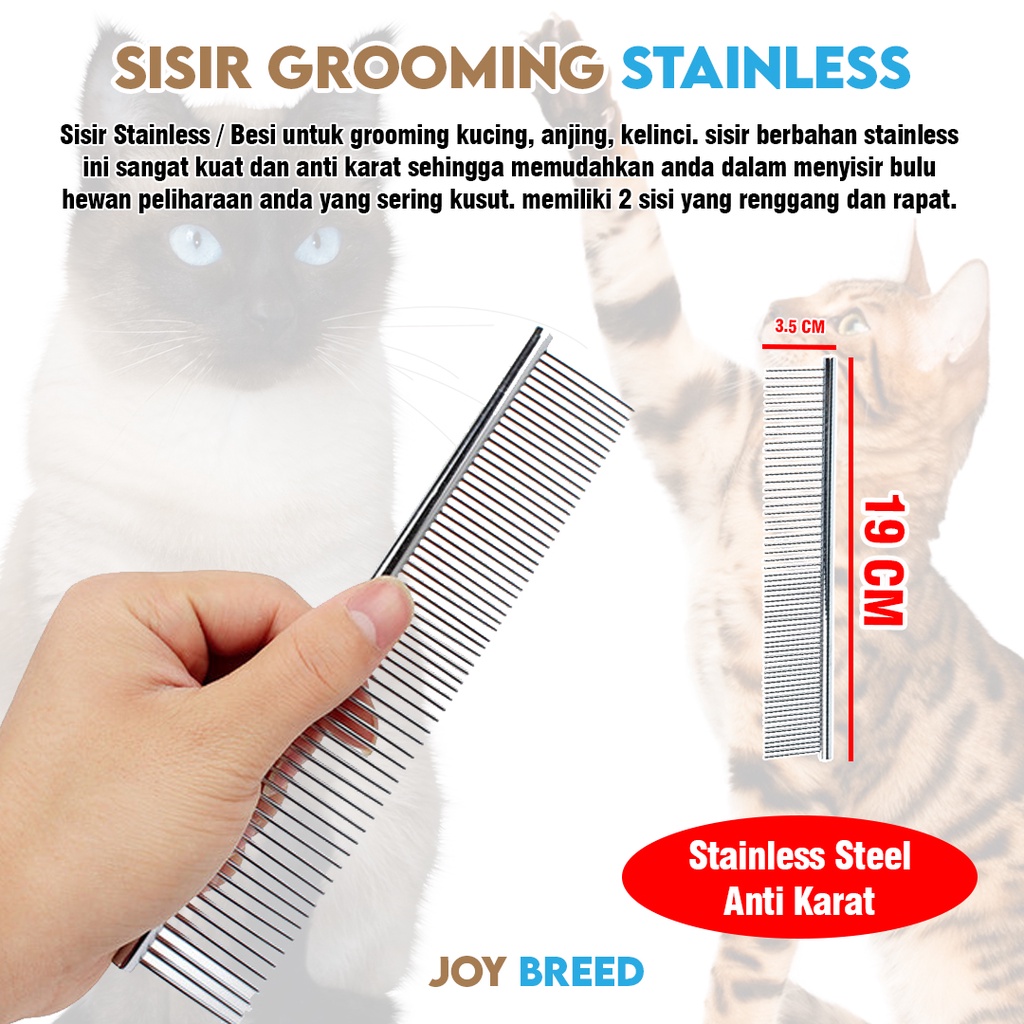 SISIR GROOMING KUCING ANJING SISIR STAINLESS SISIR BESI UNTUK BULU KUCING