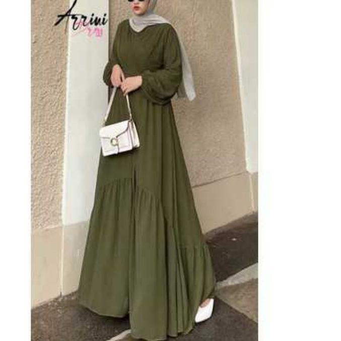 ☃ Gamis/Dress Cerutty Terbaru Arrini Dress Original Fajar Collection ⅍
