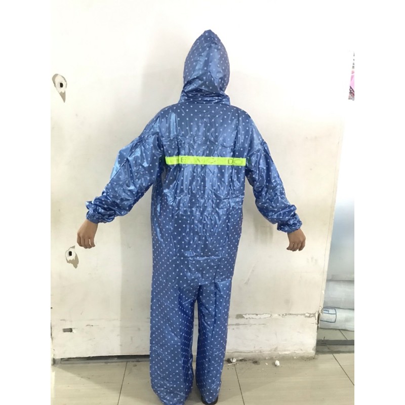 Jas hujan baju dan celana metalik polkadot elmondo
