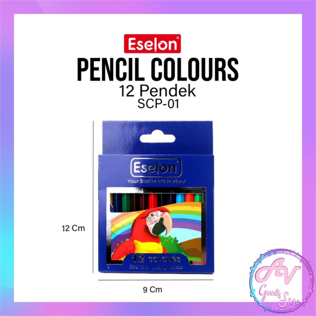 pensil warna / color pencil 12colors / PENSIL WARNA PANJANG PENDEK 12 WARNA ESELON-5