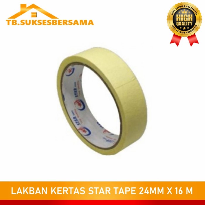 

Masking Tape Lakban Kertas Merk Star Tape Solasi Isolasi Kertas 1 Inch X 16 Meter