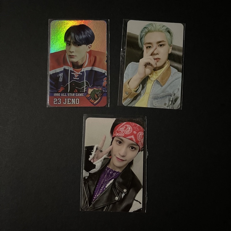 [take all] pc jeno holo trading card 90s love, pc kun resonance departure, pc yangyang kick back