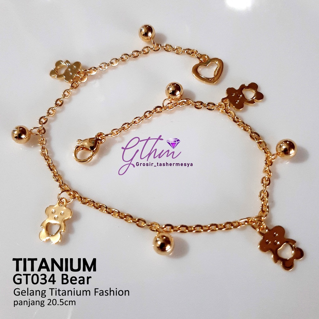 Gelang tangan Titanium wanita Branded Perhiasan Fashion Import Anti Karat GT025 GTHM