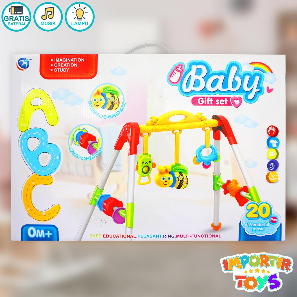 Baby Play Gym IMPORT QUALITY / Baby Gym FULL GIFT SET dengan Suara dan Lampu