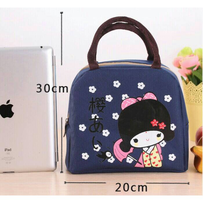 Best Seller!! Tas Bekal Karakter Lucu Boneka Jepang / Lunch Bag Aluminium Foil / Organizer Bag