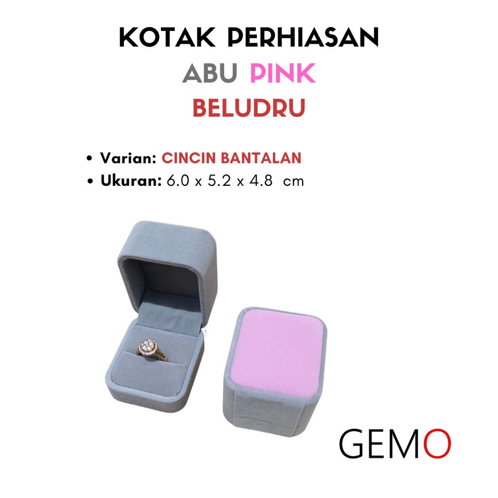 Kotak Perhiasan Warna Abu Pink Beludru Set / Cincin / Liontin / Gelang / Kalung Koye / Jewelry Box Unik Lucu untuk Tempat Wadah Seserahan / Akad Pernikahan / Hantaran Tunangan Harga Paling Murah cocok untuk Aksesoris Emas Berlian/ Perak Permata