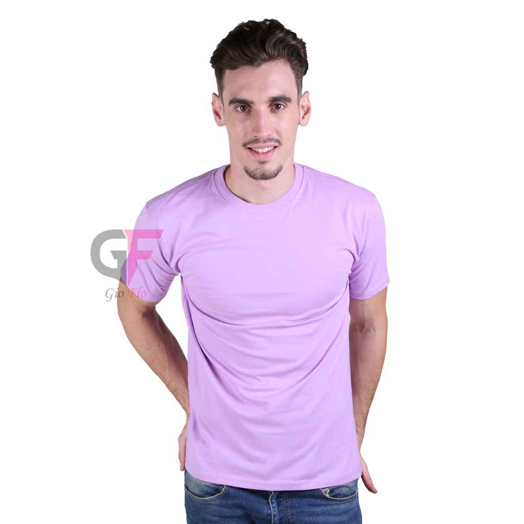 GIOFLO Baju Kaos Pria Tshirt Casual Lengan Pendek Ungu Muda / PLS 181