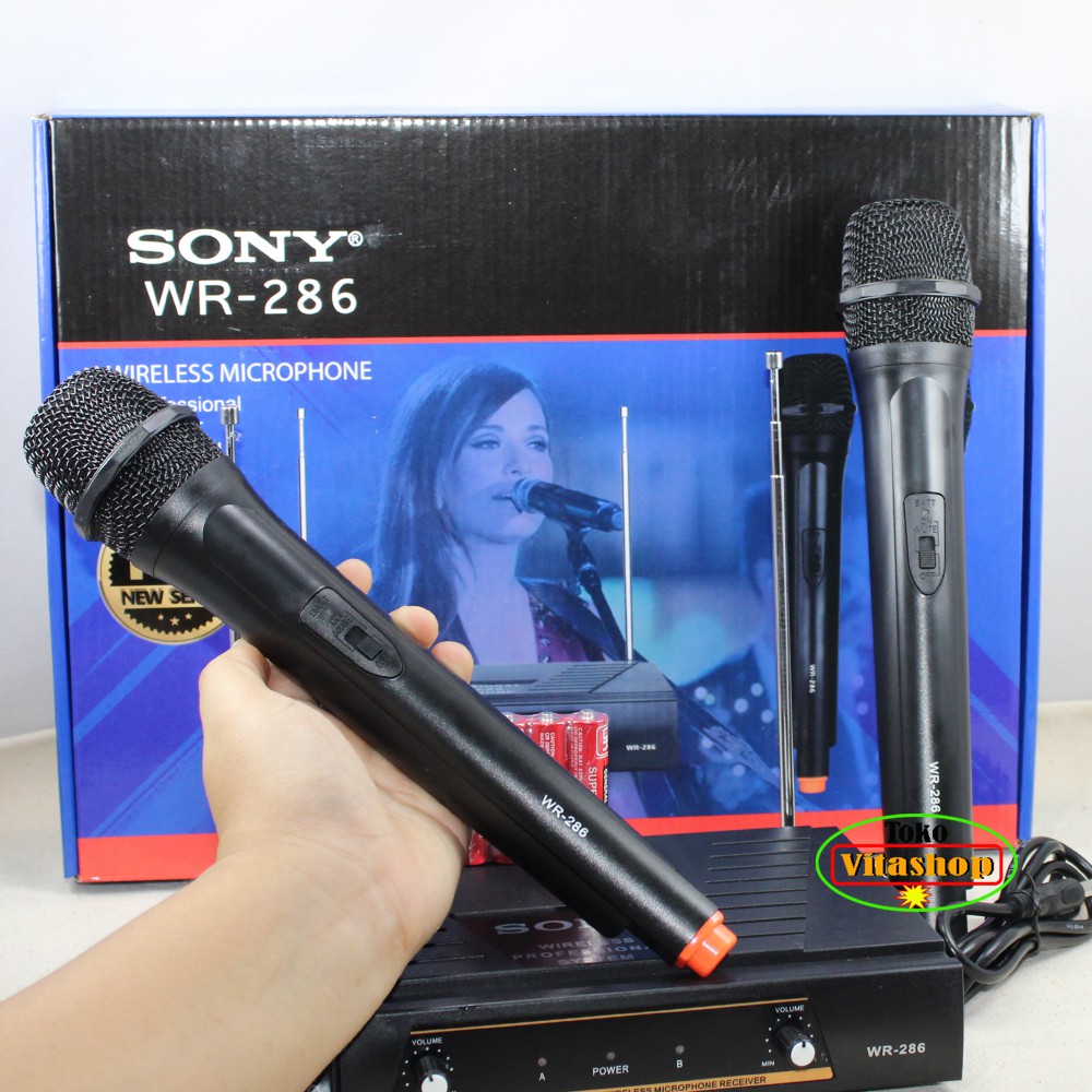 Microphone Wireless  Mic Sony WR-286 Microphone / Mikropon Genggam Double Hitam