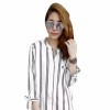 TBI Style Fashion Kemeja Salur Leher Hem Baju Kemeja Atasan Blouse Wanita