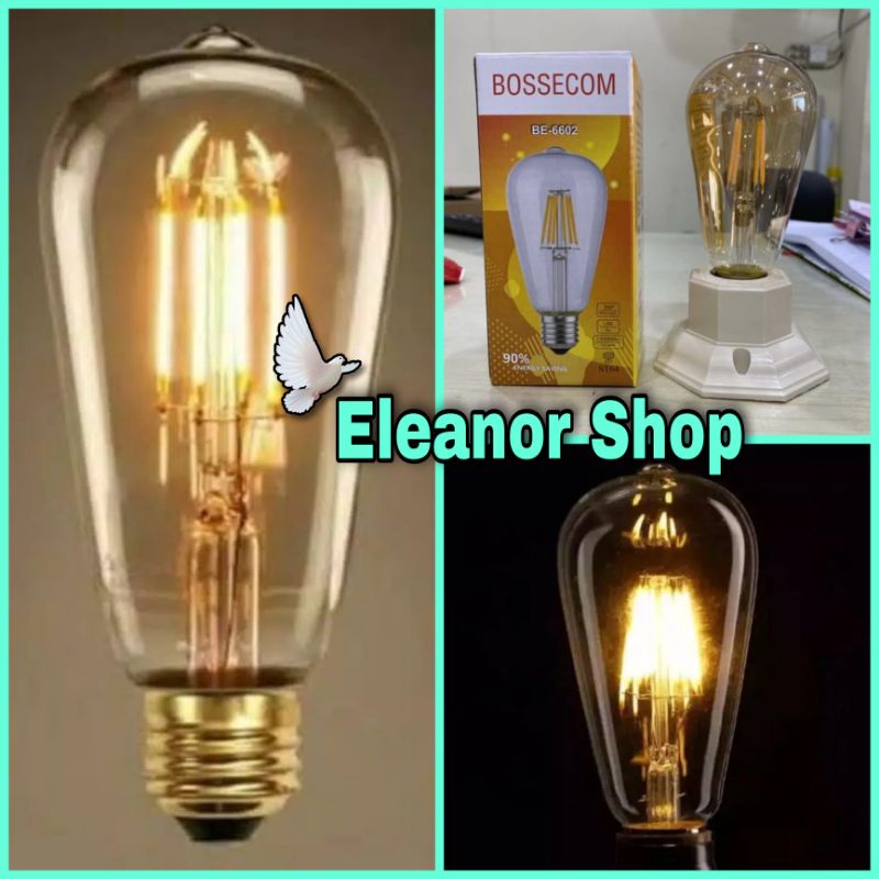 Lampu Led Filamen 4 Watt/Lampu Cafe Bossecom 4 Watt BE-6602 Cahaya Kuning