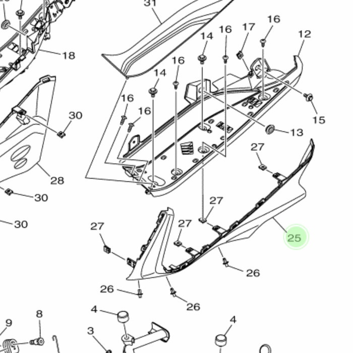 MOLE SIDE KIRI BORDES AEROX 155 ASLI ORIGINAL YAMAHA