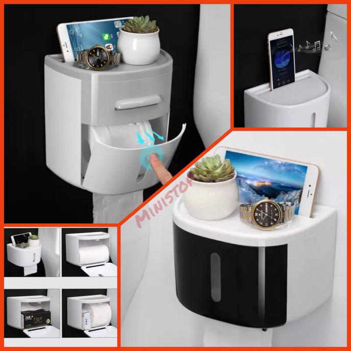 Jual Tempat Tissue Toilet Tempel Kotak Tisu Toilet Serbaguna - Hitam, Tipe A